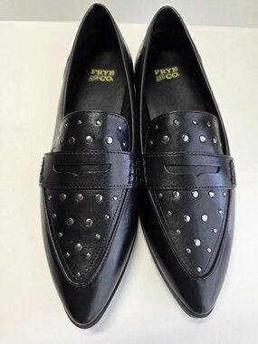 Frye & Co Elara Studded Loafers Black Pointed Toe Flats Size 8